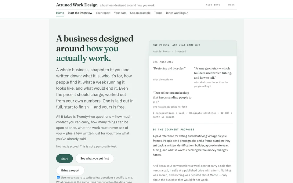 Attuned's landing page.