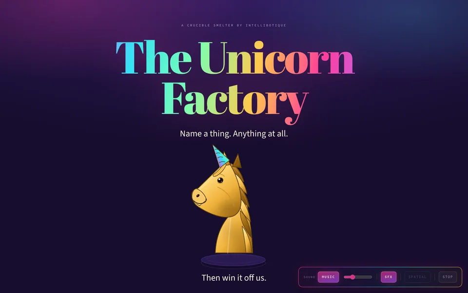 The Unicorn Factory midway: Name a thing. Anything at all.